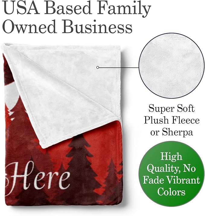 Plush Christmas Blanket | Cozy Fall Throw Custom Winter Blankets Ornament Throws Santa Sofa Bed Customized Soft (Fleece 50x60), 50''x60''