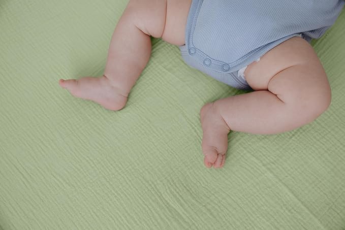 Dreamology Muslin Crib Sheets 2 Pack, 100% Cotton Crib Sheet Fitted, for Girls, Boys, Muslin Crib Sheet for Standard Crib, 52x28 Crib Mattress Sheets, Standard Crib Sheets | Green and Light Green