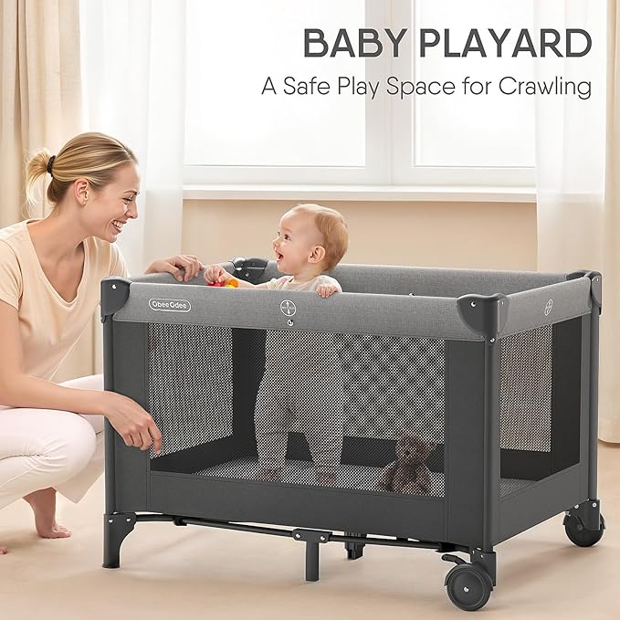 4-in-1 Baby Bassinet with Playard, Sleeper Nest, Changing Table, Mosquito Net & Canopy, Storage and Toys for Newborn to Toddler