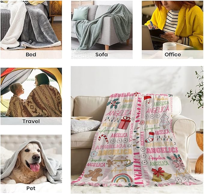 Custom Plush Cozy Blanket | Personalized Name Blanket for Boys and Girls | Christmas Decor Gift | 60"x80"-Adults/Twin Size