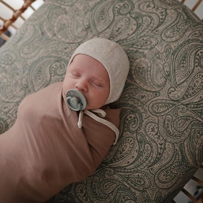 mushie Stretchy Baby Swaddle Blanket | Extra Soft & Snug Fit | 47"x47" (Blush)