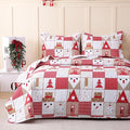 JSD Kids Christmas Quilt Set Full/Queen, Patchwork Christmas Bedding 3 Piece, Soft Microfiber Bedspread Coverlet Holiday Quilted Blanket