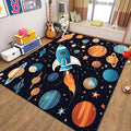 5x7ft Large Space Themed Area Rug - Cartoon Space Solar System Planets Area Rugs, Soft Non-Slip, Machine Washable Polyester Mats, Perfect for Kids Room, Playroom and Nursery, Space Room Decor