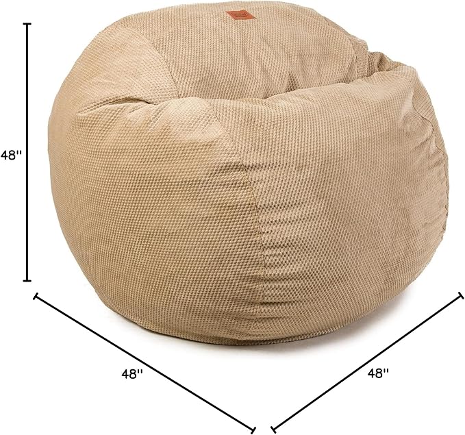 CordaRoy's Chenille Bean Bag-Convertible Bean Bag Chair-Machine-Washable Chenille Fabric Cover-for Basement,Living Room,Game Room,Dorm & More - Queen Size - Tan | Made in The USA