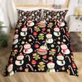 Feelyou Merry Christmas Duvet Cover Queen Size Gingerbread Man Snowman Comforter Cover for Boys Girls Candy Cane Bell Xmas Decor Bedding Set 3Pcs Reversible Xmas Decor Room Decor
