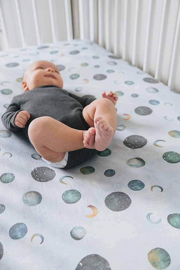 Premium Fitted Knit Crib Sheet/Toddler Sheet Lunar by Copper Pearl
