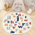 ABC Round Rug,5ft,Children's Educational Learning Area Rug, Colorful Alphabet Kindergarten Area Rug, Soft Fluffy Faux Cashmere Baby Crawling Mat for Living Room, Bedroom, Children's Room