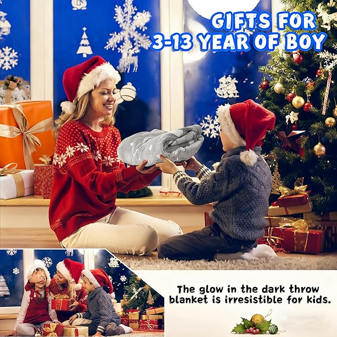 inhand Glow in The Dark Stars Blanket for Girls Boys Cute Kids Throw Blanket Funny Space Moon Galaxy Blanket Gaming Room Decor Toys Birthday Gifts Ideas Stuff for 1-10 Years Old (30''x40'' Grey)