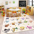 Kids Rugs for Playroom, 5x7 Feet Educational Rug for Learn The ABC Alphabet, Soft Machine Washable Non-Slip Cute Cartoon Animals Carpet for Classroom Toddler Nursery Kids Room Decor, Beige