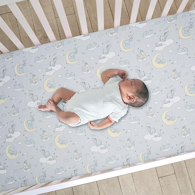 Lambs & Ivy Disney Baby Cozy Friends Winnie The Pooh Gray Fitted Crib Sheet