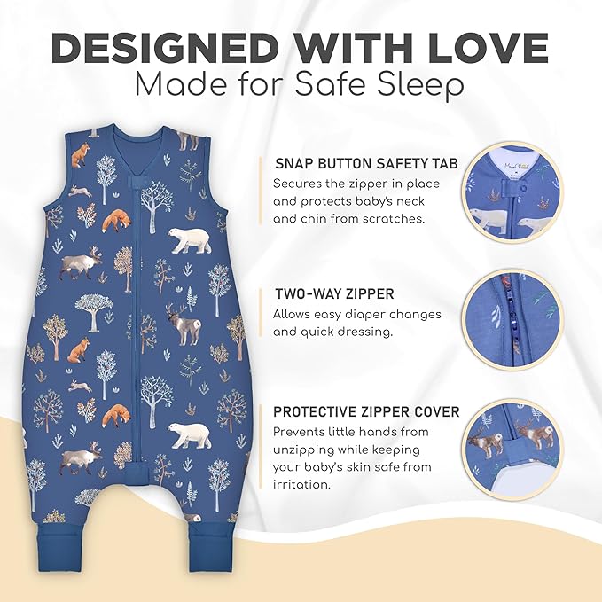 Mama Cheetah Toddler Sleep Sack with Feet 4T - 5T, 2.5 TOG Organic Cotton Baby Sleeping Bag with Legs, Baby Wearable Blankets for Walkers w/ 2-Way Zipper, Baby Sleep Sack for Girls & Boys, XL