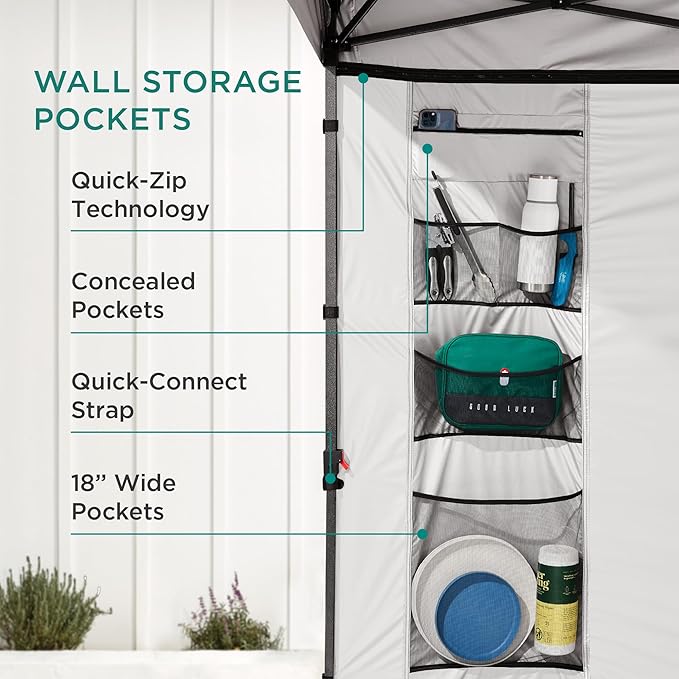 Best Choice Products 10x10ft Easy Pop Up Canopy w/Side Wall, 10 Pockets, Portable Carrying Case, 1-Button Setup, 4 Weight Bags - Brown