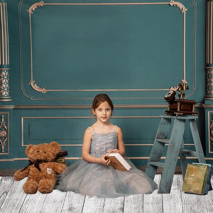 Kate Photography Floor Mats Grey Wood Mat Rubber Floor Mats for Newborn Photography Props Rubber Wooden Wall Backdrop for Photo Studio 8x5ft
