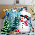 LUVIVIHOME 3PCS Merry Christmas Comforter Set King Size, Cute Funny Snowman Bedding, Winter Snowflake Pine Tree Christmas Bedroom Decor for Kids Boys Girls Teens Toddler, Xmas Gifts, 2 Pillow Shams