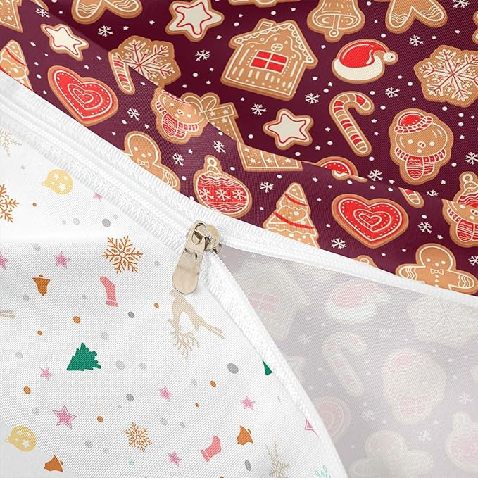 Christmas Duvet Cover Boys Christmas Gingerbread Man Bedding Set for Kids Teens Ultra Soft Snowflake New Year Comforter Cover Set Xmas Theme Bedspread Cover Room Decor Twin Size Bedclothes Zipper
