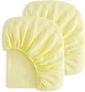 NTBAY 2 Pack Muslin Cotton Crib Sheets, Soft and Breathable Double Layer 28x52 Baby Crib Sheets for Standard Crib and Toddler Mattresses, Boys, Girls, Unisex, Light Yellow, 28x52 Inches