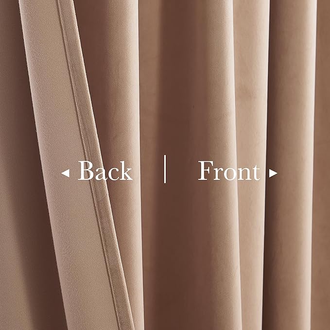 StangH Velvet Curtains for Bedroom 108 inches Long, Soft Thick Thermal Insulated Privacy Window Drapes Elagant Home Decors for Sliding Door, Blush Beige, W52 x L108, 2 Panels