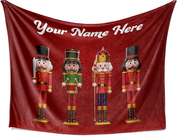 Personalized Nutcracker Gift | Christmas Throw | Holiday Home Decor | Plush Sofa Throw | Nutcracker Figure | Fuzzy Christmas Blanket | Super Soft Blanket (Sherpa 60x80)