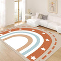 Machine Washable Rainbow Rugs Bedroom Fluffy Plush Soft Area Rugs Star Rainbow Patterns Living Room Non-Slip Indoor Flooring Kids Girls Boys Home Decor Aesthetics 4x6ft