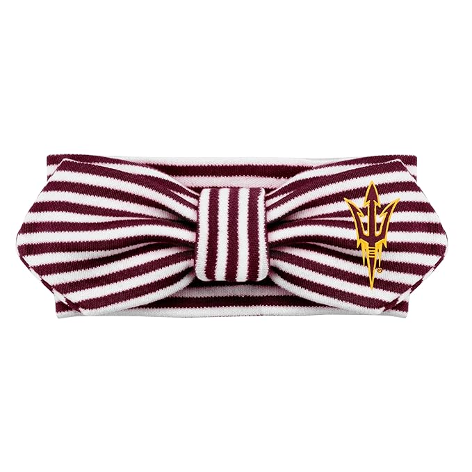 Creative Knitwear Arizona State Sun Devils Infant Girls Maroon/White Striped Hair Knot Headband Embroidered Logo - Size Newborn - 4T