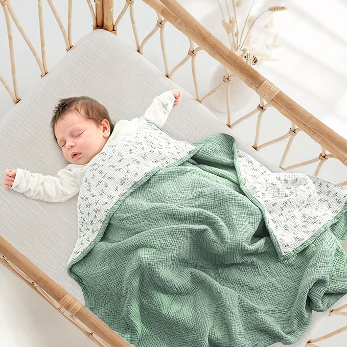 lulumoon Muslin Quilt Blanket, Crib Blanket for Baby and Toddler,47x47 Inches(Lotusleaf Tree)