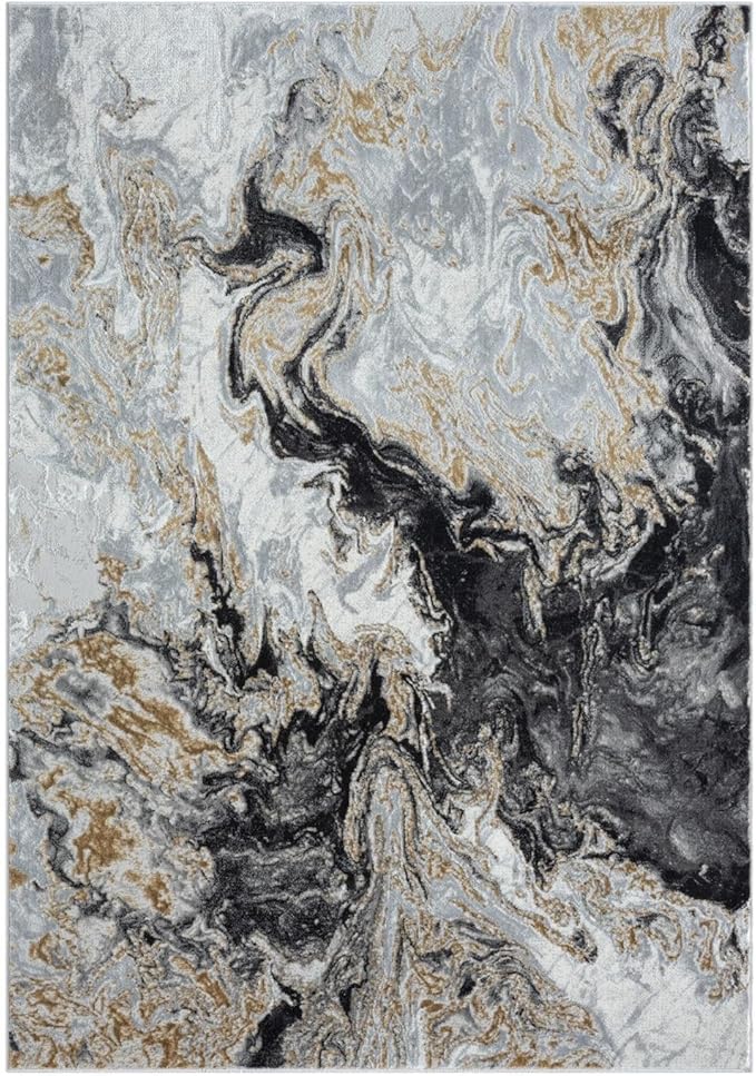 LUXE WEAVERS Marble Swirl Abstract Area Rug, Smoke 6x9