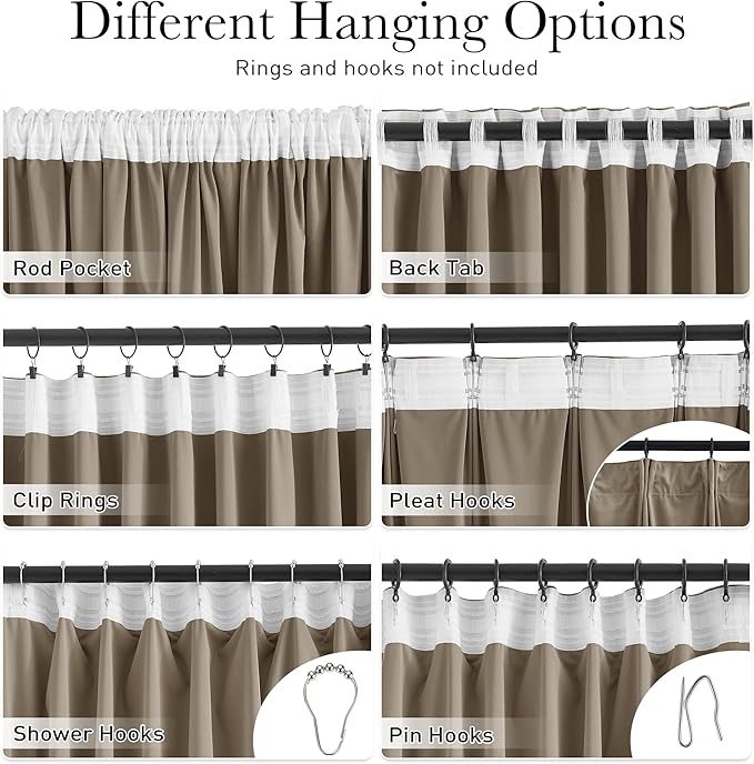 StangH 120 inches Long Camel Beige Velvet Curtains - Extra Long Thick Thermal Insulated Room Darkening Window Drapes for Hall, Back Tab Chill Resist Winter Curtain for Door, W52 x L120, 2 Panels