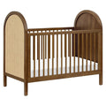 Babyletto Bondi Cane 3-in-1 Convertible Baby Crib - GREENGUARD Gold Certified Convertible Crib to Toddler Bed & Daybed - Wooden Baby Bed 4 Adjustable Heights - Made of 100% Solid Wood - Natural Walnut