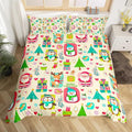 Christmas Comforter Cover Cartoon Santa Claus Snowman Flower Bedding Set Cute Penguin Deer Duvet Cover for Children Boys Girls Microfiber Gift Boxes Bedspread Cover Room Decor Bedclothes Queen Size