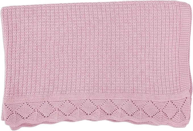 Baby Knit Blanket, 100% Cotton Waffle Patterns, Soft, Cozy, Lightweight Swaddle for Newborn & Infant Swaddling Beige Neutral, Perfect Baby Shower Ideas Pink 28x36