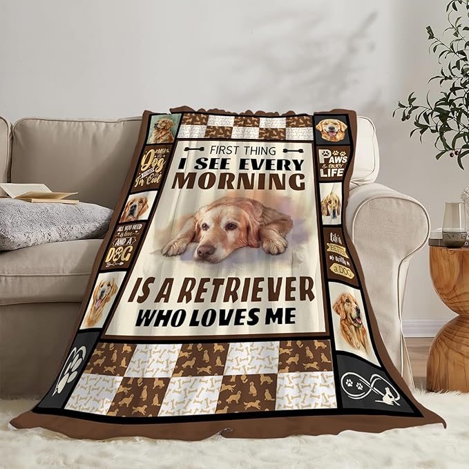 Golden Retriever Dog Print Blanket Best Dog Pet Animal Throw Blankets for Couch Sofa Stuff Decor Gifts Lightweight Soft Cozy Fleece Plush Warm Flannel Bedding for Lover Man Woman Teen Adults 50"x60"