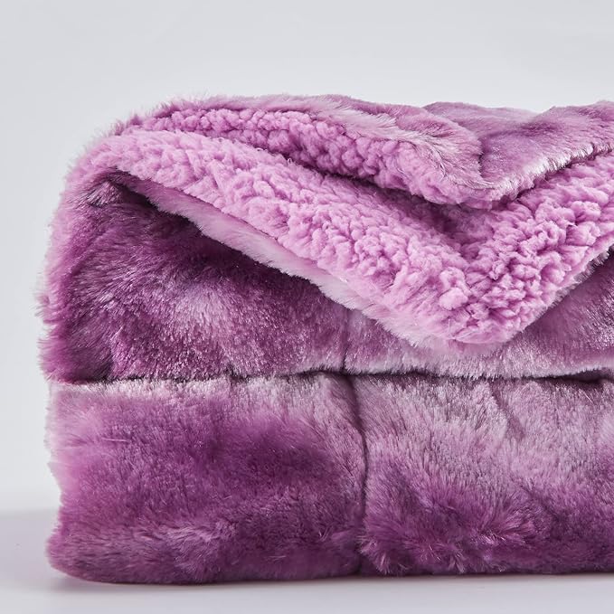 NEWCOSPLAY Super Soft Faux Fur Blanket Twin Size Light Purple Sherpa Fuzzy Plush Warm Blanket for Sofa Bed (Light Purple, Twin(60"x80"))