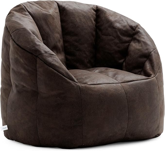 Big Joe Milano Large Bean Bag Chair for Kids, Teens, Adults, Espresso Blazer, Lightweight Seat for Reading Nook and Gaming Vegan Leather, 3.5 foot Refillable