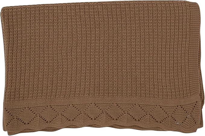 Baby Knit Blanket, 100% Cotton Waffle Patterns, Soft, Cozy, Lightweight Swaddle for Newborn & Infant Swaddling Beige Neutral, Perfect Baby Shower Ideas Mocha 28x36
