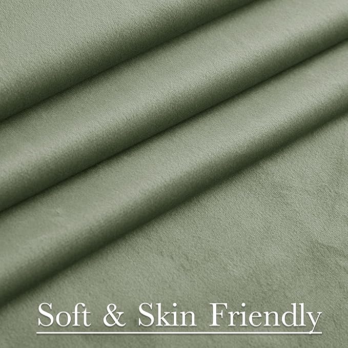 StangH Back Tab Sage Green Curtains 84 inches Long Soft Velvet Elegant Home Decor Thermal Insulated Privacy Window Drapes for Bedroom Office Divider, W62 x L84, 2 Panels