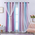 XiDi Curtains 63 Inch Length for Girls Bedroom Kids Blackout Curtains Rainbow Cute Colorful Unicorn Princess Theme Home Decor Living Room Darkening Grommet Drapes, Pink/Purple W52 X L63 2 Panels Set