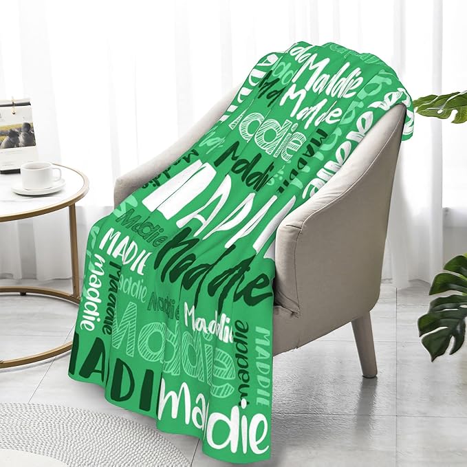 Personalized Blankets With Name Customized Baby Blankets for Girls Boys Adults Monogrammed Blankets and Throws Christmas Birthday Mothers Fathers Valentines Day Gift (Medium Sea Green,60''×80'')