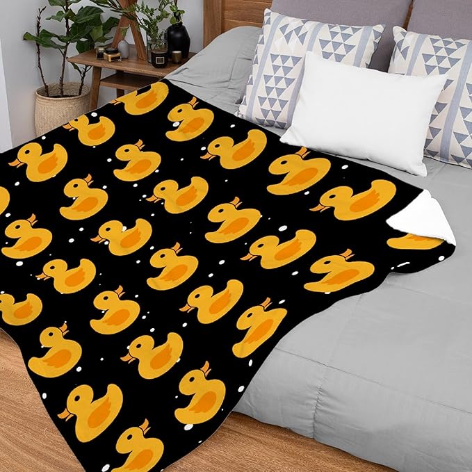 Thuswarm Cute Snowflake and Duck Flannel Blanket for Autumn Winter Gifts Warm Cozy Soft Funny Print Throw for Bed Couch Sofa 120”×90” Extra Large for Family