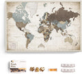 Canvas World Map with Cork Pin Board - English Lettering - Decorative Wall Decoration for All Rooms - Canvas Pictures with World Map Motif (120x80 cm, Pattern 25)