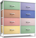 Sorbus Kids Dresser with 8 Drawers - Furniture Storage Chest Tower Unit for Bedroom, Hallway, Closet, Office Organization - Steel Frame, Wood Top, Tie-dye Fabric Bins (Pastel 2)