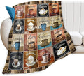 Coffee Blanket Gifts for Coffee Lovers Coffee Throw Blanket for Women Men Adults Soft Warm Cozy Fleece Blanket for Couch Sofa Bed D1 60"x80"