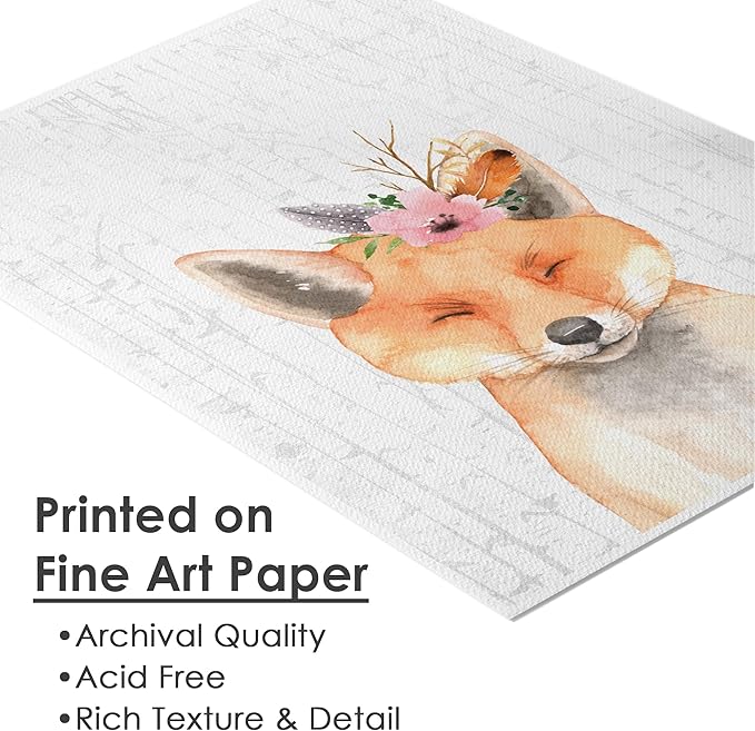 DREAM BIG PRINTABLES Woodland Animals Nursery Wall Art Prints (Set of 6) - Unframed - 11x14s - Farmhouse Boho Art - Great - Unisex for Boys and Girls - Kids Bedroom Wall Art