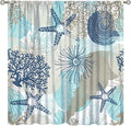 Coastal Curtains Ocean Beach Themed Room Darkening Window Curtain Nautical Coral Blackout Curtain for Bedroom Living Room Bathroom Nursery Set 2 Panels,63x72 Inches