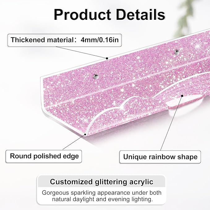 Rainbow Glitter Acrylic Floating Shelves, 15.7" Wall Mounted Nursery Bookshelves, Display Ledge for Books Toy Cosmetic Storage, Bathroom Bedroom Living Room Wall Organizer, 4 Pack, Pink Purple