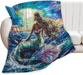 Mermaid Blanket Navy Mermaids Gifts for Girls Boys Woman Kids Ocean Mermaid Lover Coastal Throw Blankets Soft Blanket Warm Fleece Flannel Plush Blankets for Bed Sofa Couch 60"x80"