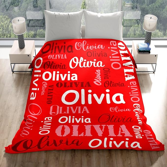 Gudina Personalized Name Blankets and Throws, Custom Blanket with Name, Personalized Christmas Blanket Gifts for Women Men