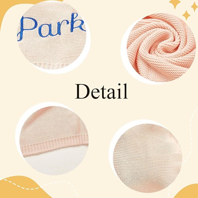 Luxury Personalized Baby Blanket, Soft Breathable Cotton Knit, Custom Embroidered Name Blanket, Newborn Baby Gift, Baby Shower Present, Gifts for New Mom, Baby Girl & Boy Style 4