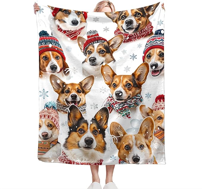 Corgi Blanket Funny Corgi Dog Gifts for Girls Boys Woman Kids Cute Corgis Lover Bear Throw Blankets Soft Blanket Warm Fleece Flannel Plush Blankets for Bed Sofa Couch 50"x60"