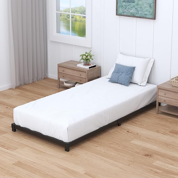 3 Inch Twin Bed Frames Low Profile, Twin Platform Bed Frame No Box Spring Needed, Heavy Duty Metal, Easy Assembly, Black