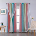 XiDi 90 Inches Curtains for Girls Bedroom 2 Panels Set, Blackout Rainbow Curtains for Kids Room Decor, Unicorn Wall Decals Drapes for Little Girl Nursery Room Pink Blue Yellow 34 Inches Wide